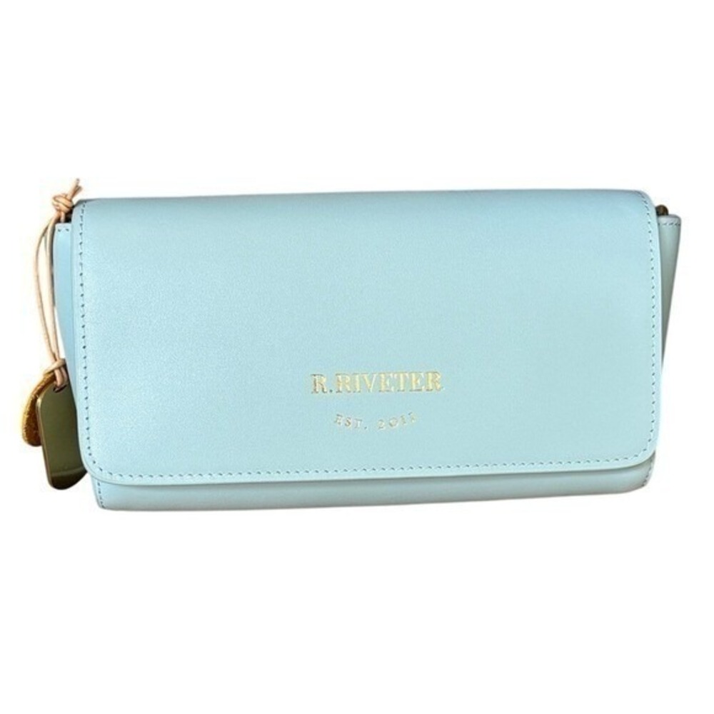 R. Riveter American Handmade Sky Blue Leather Crossbody/Clutch Bag Hedy GIFT NEW